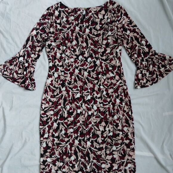 Liz Claiborne Career Floral Dress 3/4 Flutter Sleeve Women's Size M - Picture 8 of 12